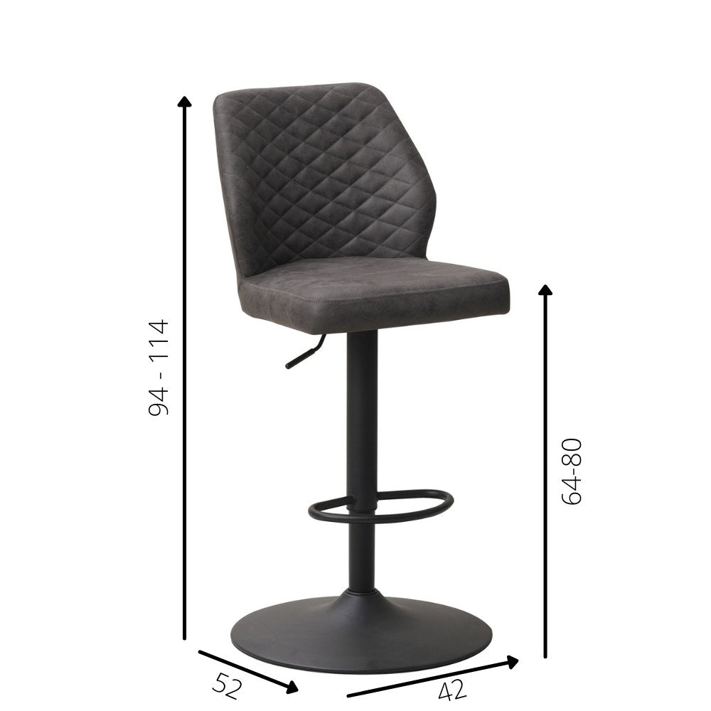 Sgabello da bar Grizzly Dimehouse Antracite LxPxH 65x56x52 Microfibra Bianco Indicazione dimensione foto