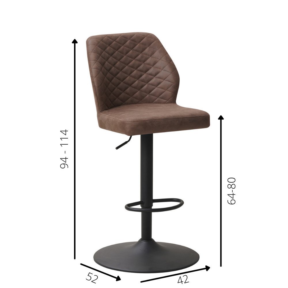Sgabello da bar Grizzly Dimehouse Tortora LxLxH 65x56x52 Microfibra Bianco Indicazione dimensione foto