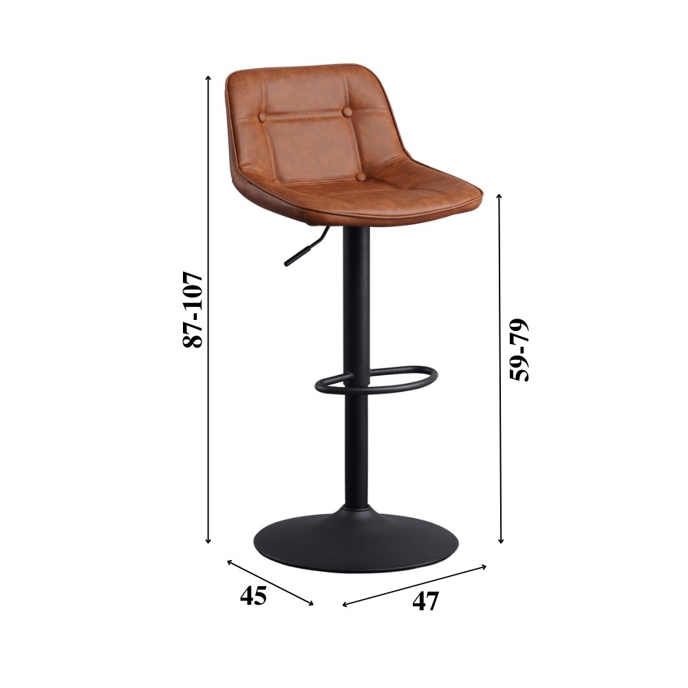 Sgabello da bar Jason Dimehouse Cognac LxPxH 82x52x39 Ecopelle Indicazione misura foto bianca