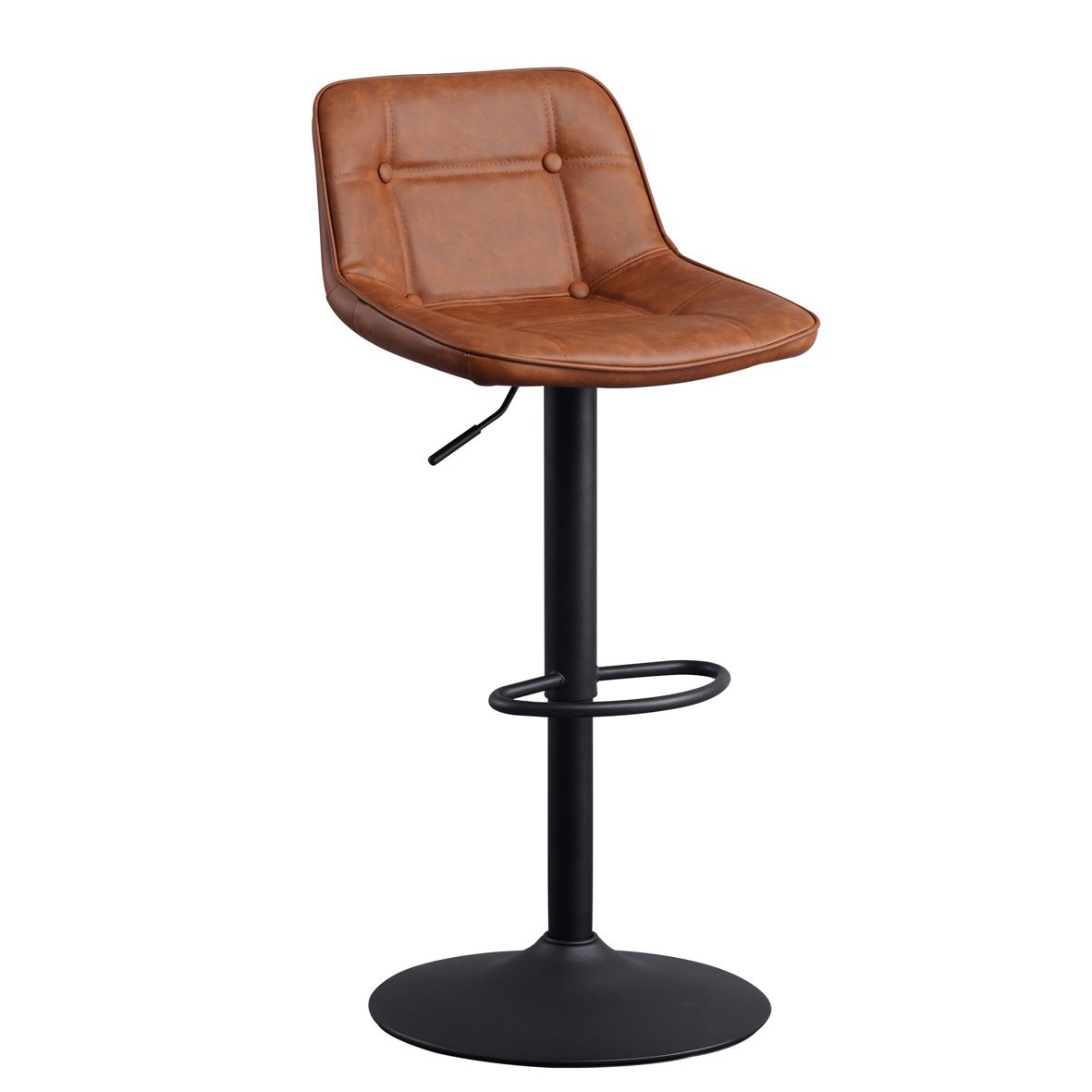 Sgabello da bar Jason Dimehouse Cognac LxPxH 82x52x39 Ecopelle Foto bianca vista diagonale frontale