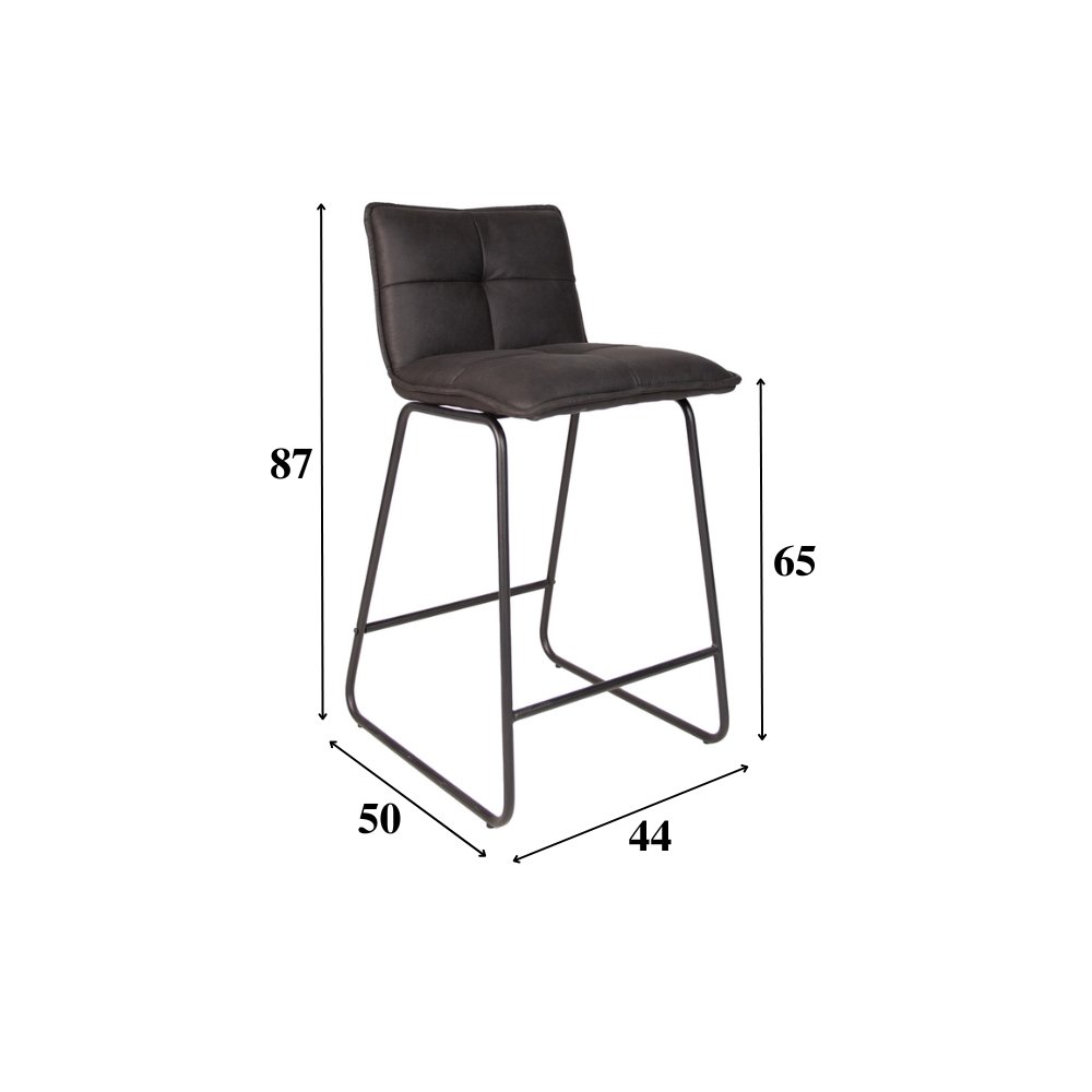 Sgabello da bar Jelle Dimehouse Antracite LxPxH 63x56x49 Microfibra Bianco Indicazione dimensione foto