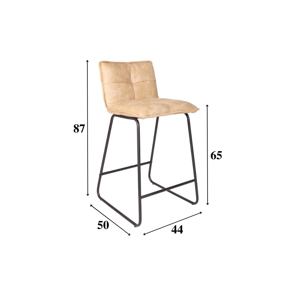Sgabello da bar Jelle Dimehouse Champagne LxPxH 63x56x49 Microfibra Bianco Indicazione dimensione foto
