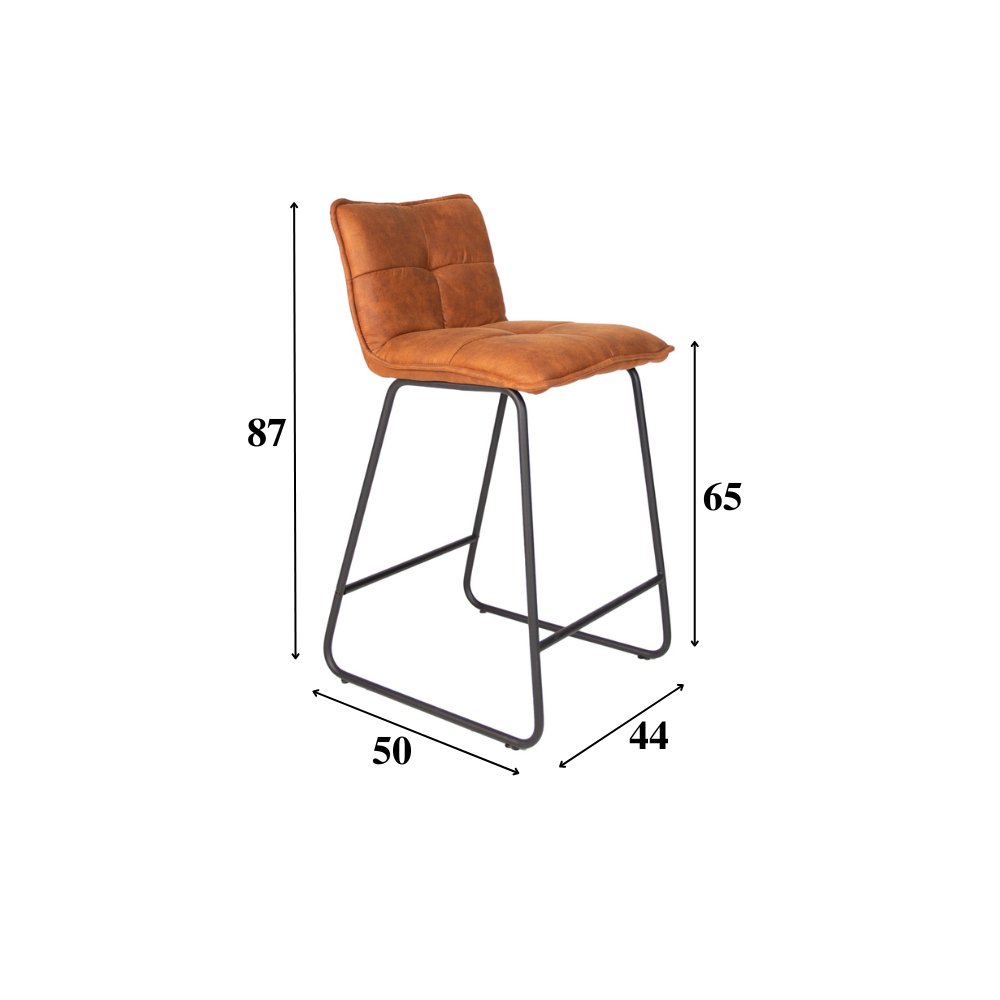 Sgabello da bar Jelle Dimehouse Cognac LxPxH 63x56x49 Microfibra Bianco Indicazione dimensione foto