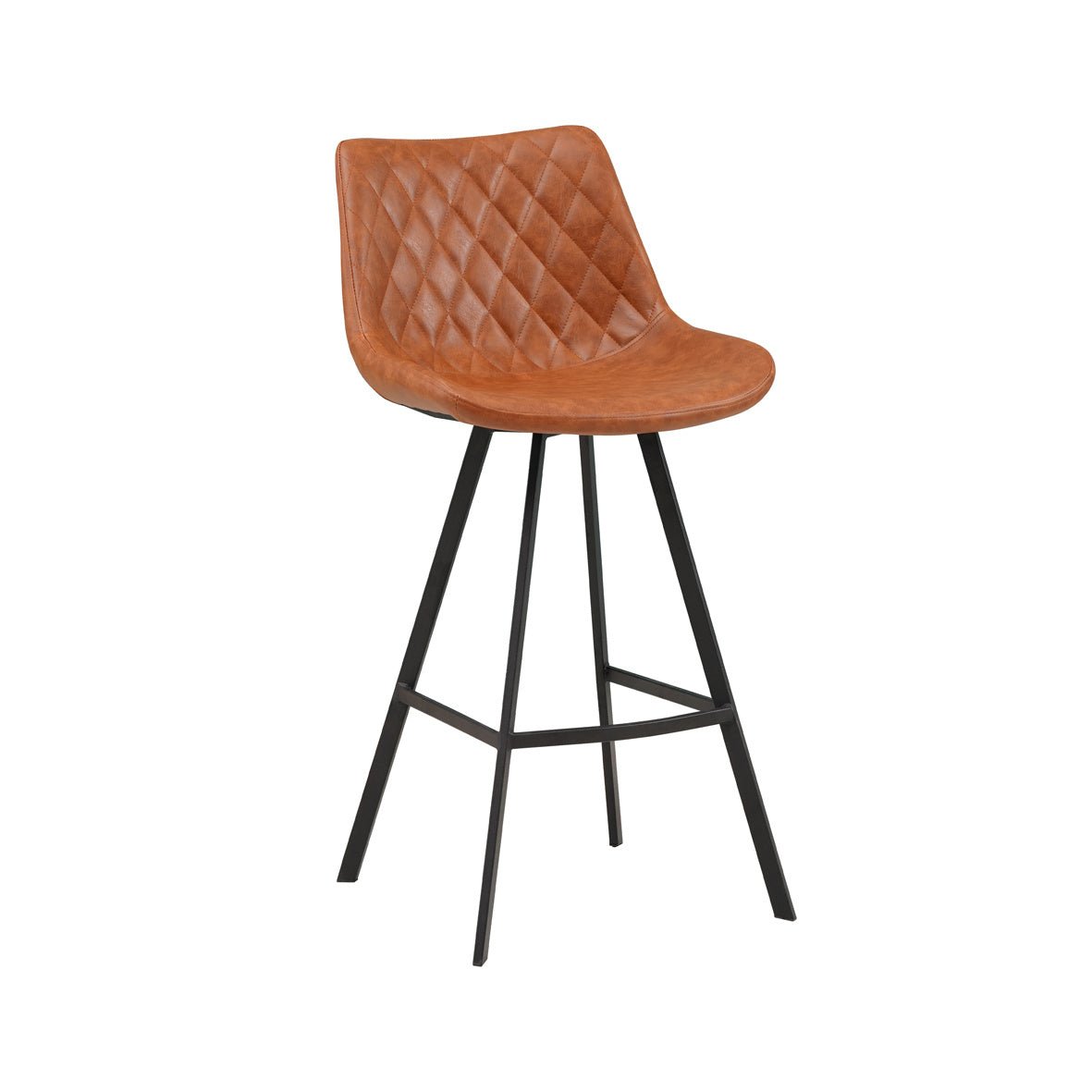 Sgabello Giunone Dimehouse Cognac LxPxH 86x56x56 Ecopelle Foto bianca vista diagonale frontale