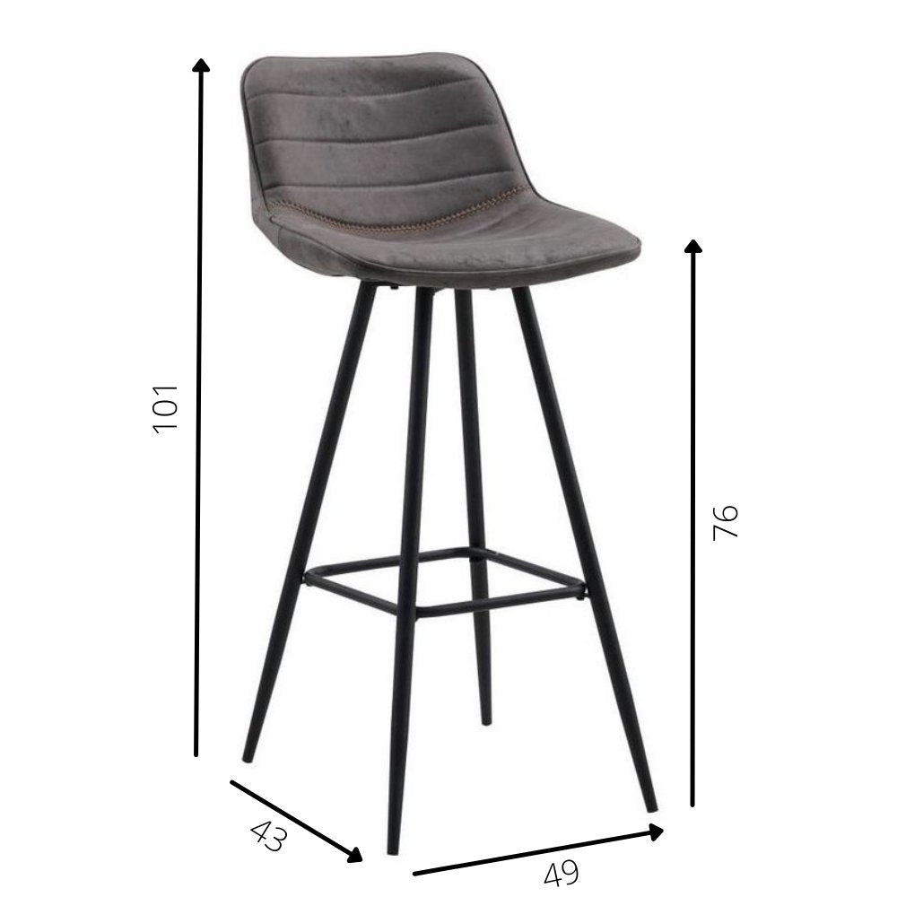 Sgabello da bar Kenton Dimehouse Antracite LxPxH 84x54x49 Microfibra Bianco Indicazione dimensione foto