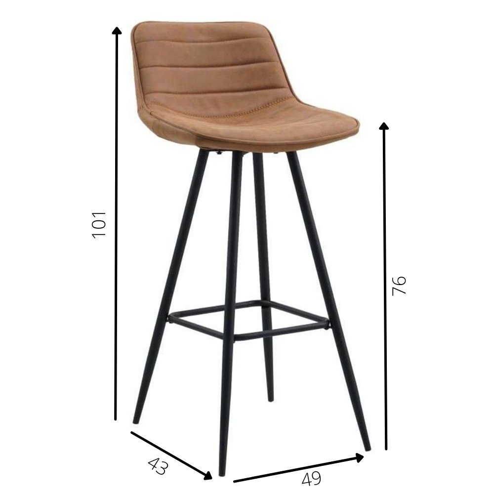 Sgabello da bar Kenton Dimehouse Cognac LxPxH 84x54x49 Microfibra Bianco Indicazione dimensione foto