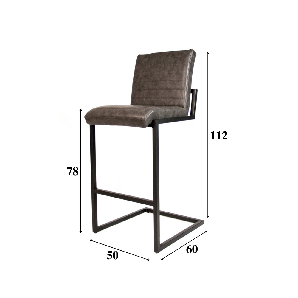 Sgabello Kuba Dimehouse Antracite LxPxH 93x58x53 Ecopelle Bianco Indicazione dimensione foto