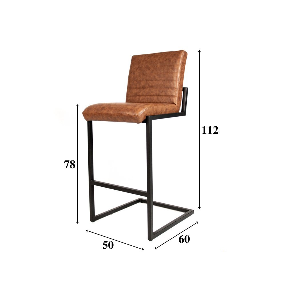Sgabello Kuba Dimehouse Cognac LxPxH 72x69x54 Ecopelle Indicazione misura foto bianca