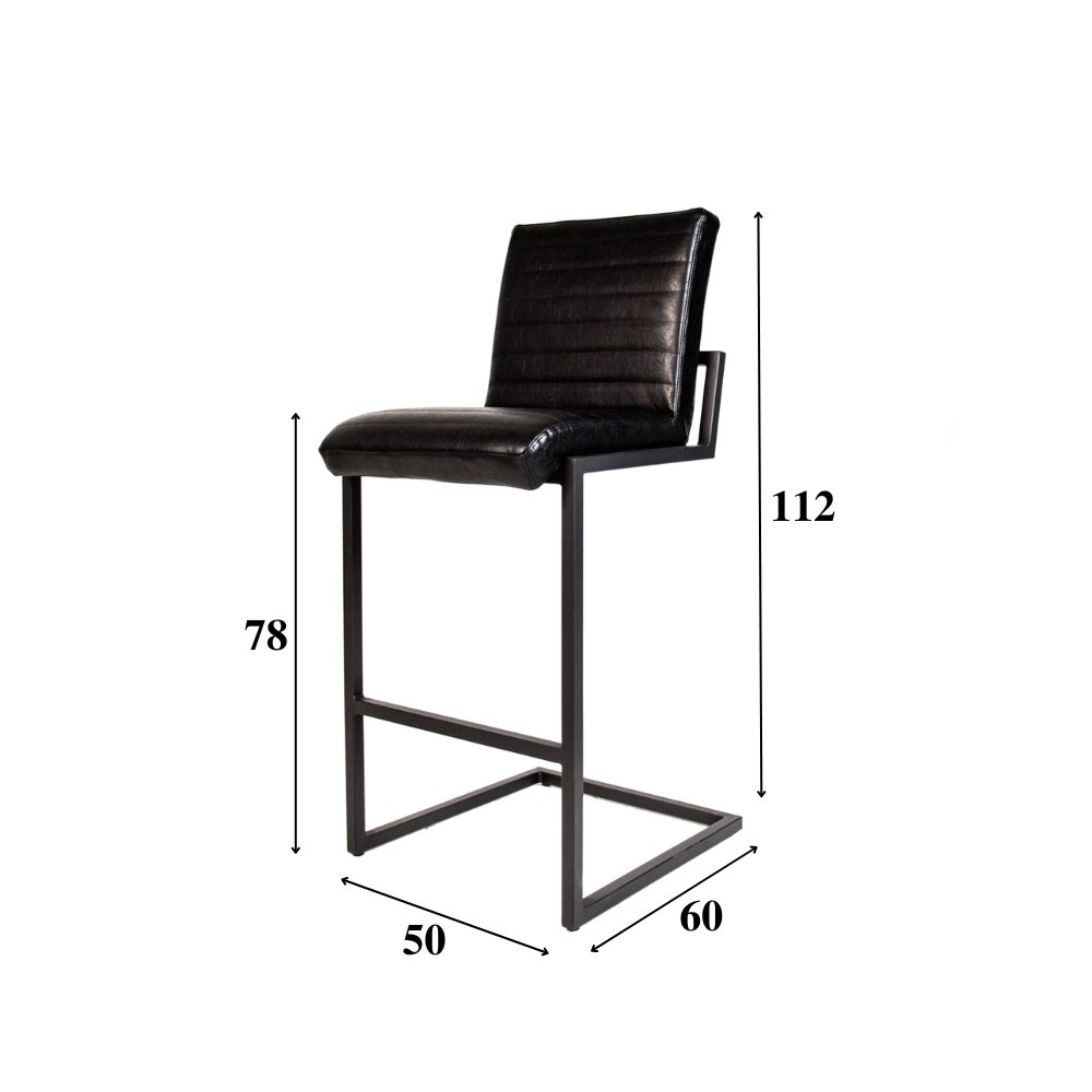 Sgabello Kuba Dimehouse Nero LxPxH 93x58x53 Ecopelle Indicazione dimensione foto bianca