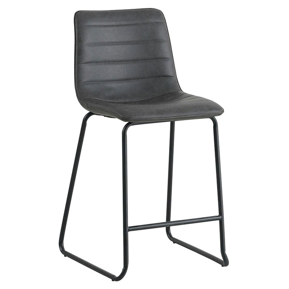 Sgabello da bar Mark Ecopelle Dimehouse Antracite LxPxH 79x65x54 Ecopelle Bianco foto diagonale vista frontale