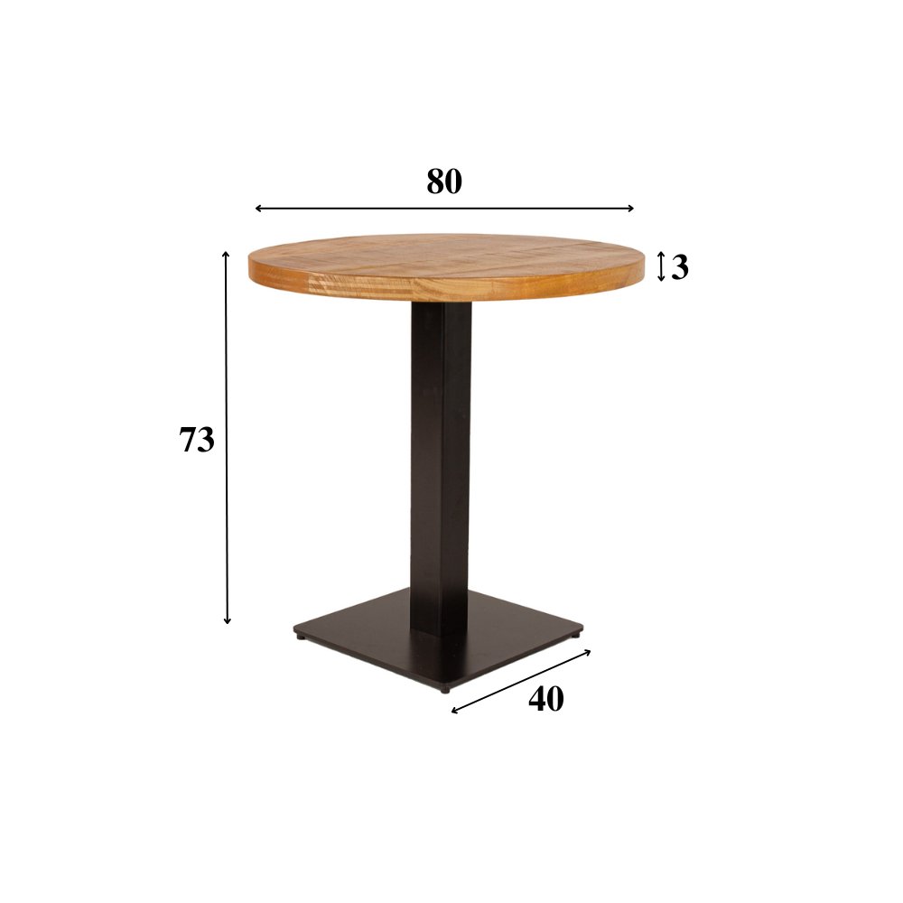 Tavolo da pranzo Tavolo da bistrot Rotondo Dimehouse Marrone LxPxA 86x86x7 Legno di mango Indicazione della dimensione della foto in bianco