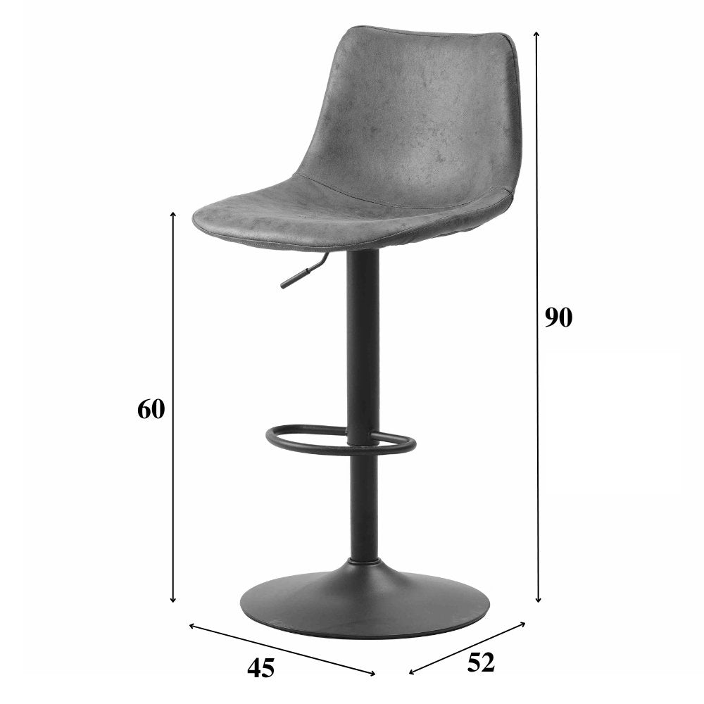 Sgabello da bar Boran Dimehouse Antracite LxLxH 55x54x53 Ecopelle Bianco Indicazione misura foto