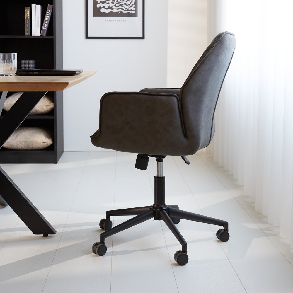 Sedia da ufficio Novan Dimehouse Antracite LxPxH 72x63x58 Tessuto Foto atmosferica vista laterale