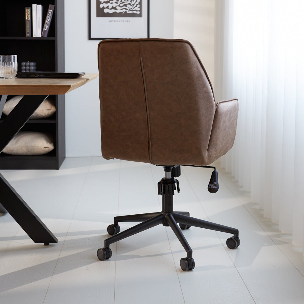 Sedia da ufficio Novan Dimehouse Taupe LxWxH 72x63x58 Tessuto Atmosferica foto diagonale vista posteriore