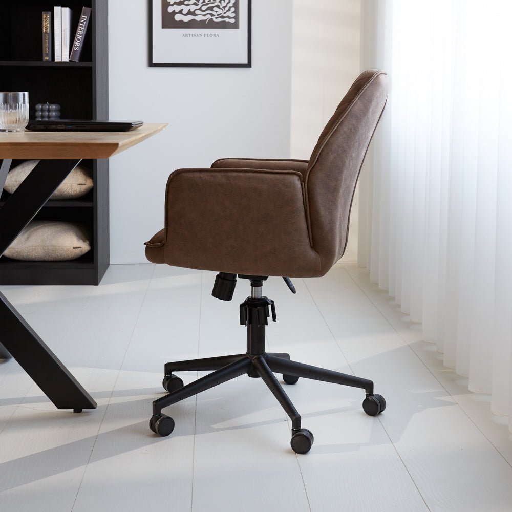 Sedia da ufficio Novan Dimehouse Taupe LxWxH 72x63x58 Tessuto Foto atmosferica vista laterale