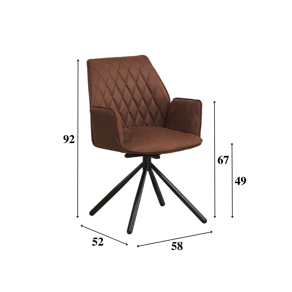 Sedia per sala da pranzo Novan Microfibra Dimehouse Marrone LxPxH 71x64x56 Tessuto Bianco Indicazione dimensione foto