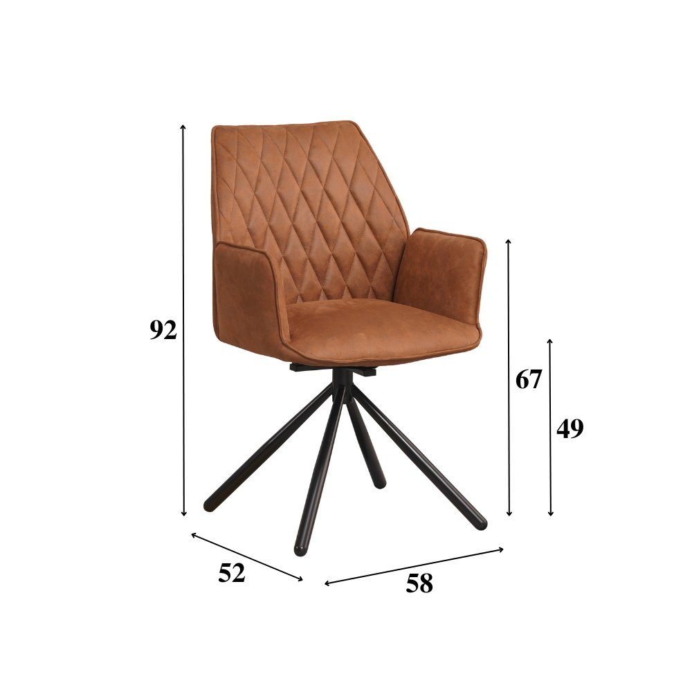 Sedia per sala da pranzo Novan Microfibra Dimehouse Cognac LxPxH 71x64x56 Tessuto Bianco Indicazione dimensione foto