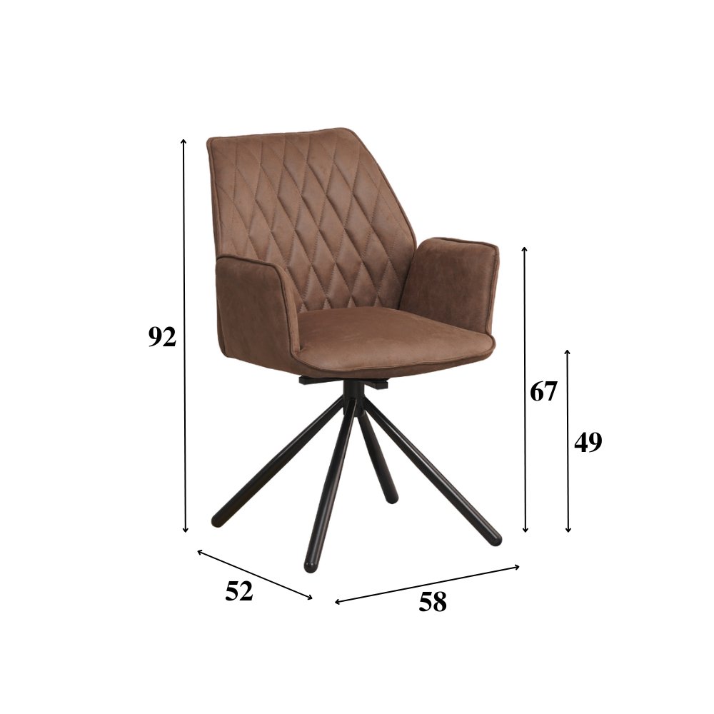 Sedia per sala da pranzo Novan Microfibra Dimehouse Tortora LxPxH 71x64x56 Tessuto Bianco Indicazione dimensione foto