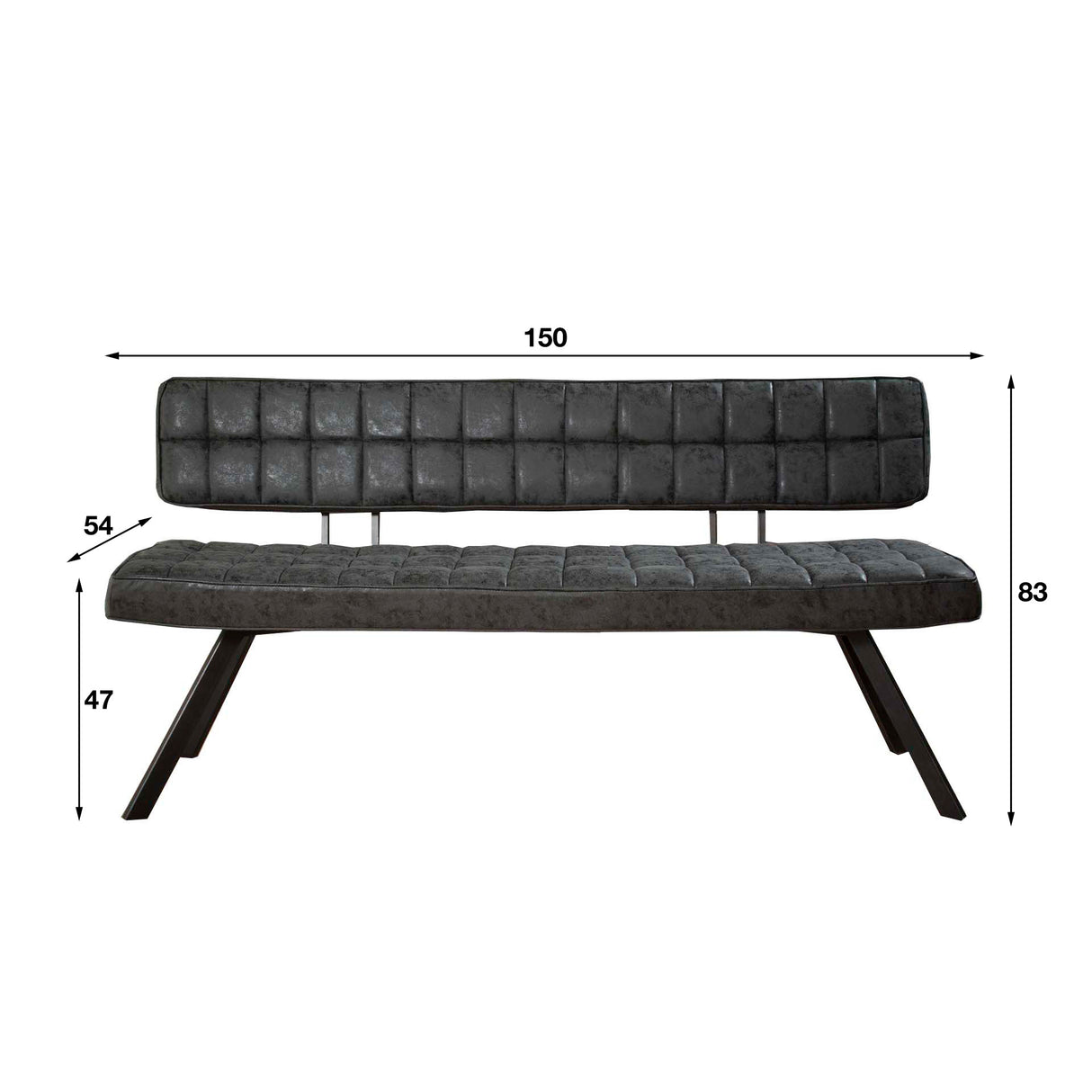 Divano per sala da pranzo Madrid DH Interior Nero LxLxH 156x44x22 Ecopelle Bianco Indicazione dimensione foto