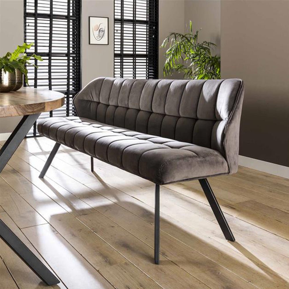 Divano per sala da pranzo Romy DH Interior Antracite LxLxA 196x81x58 Velluto Foto atmosferica vista frontale diagonale