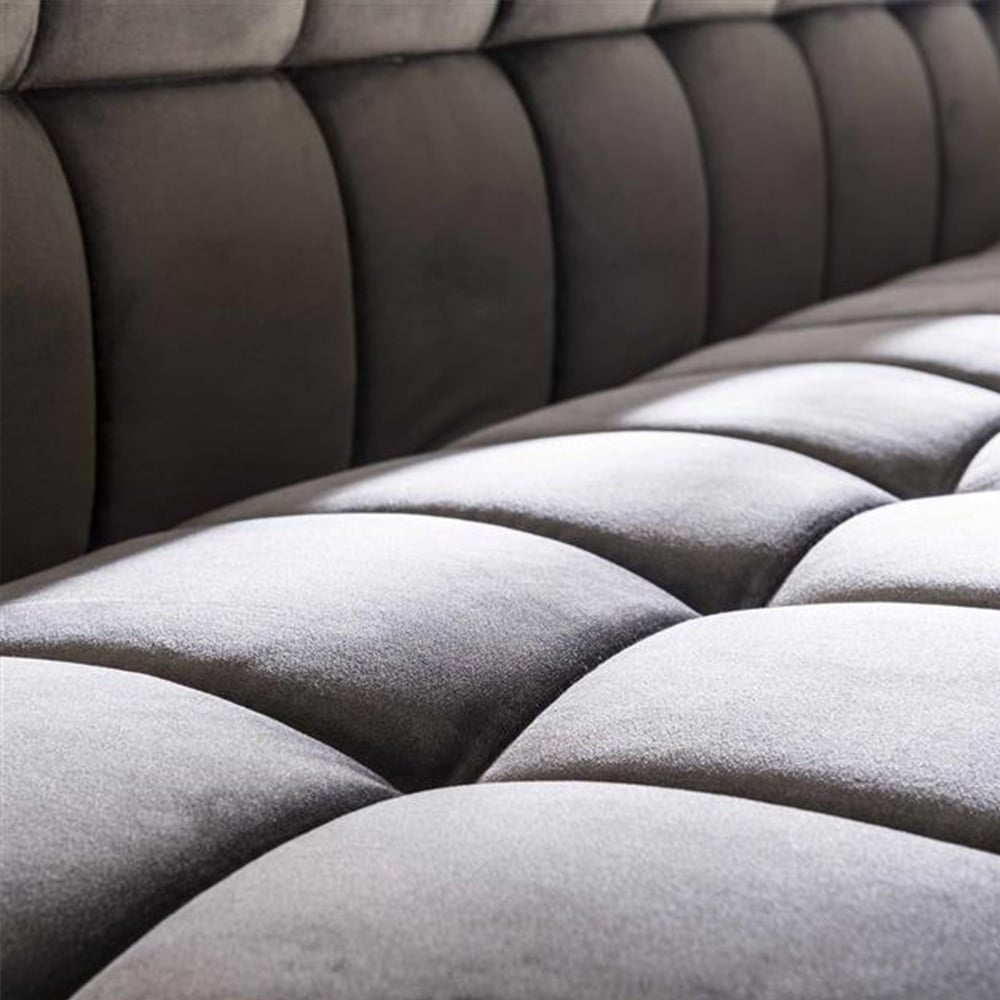 Divano per sala da pranzo Romy DH Interior Antracite LxLxA 196x81x58 Velluto Foto atmosferica vista frontale diagonale