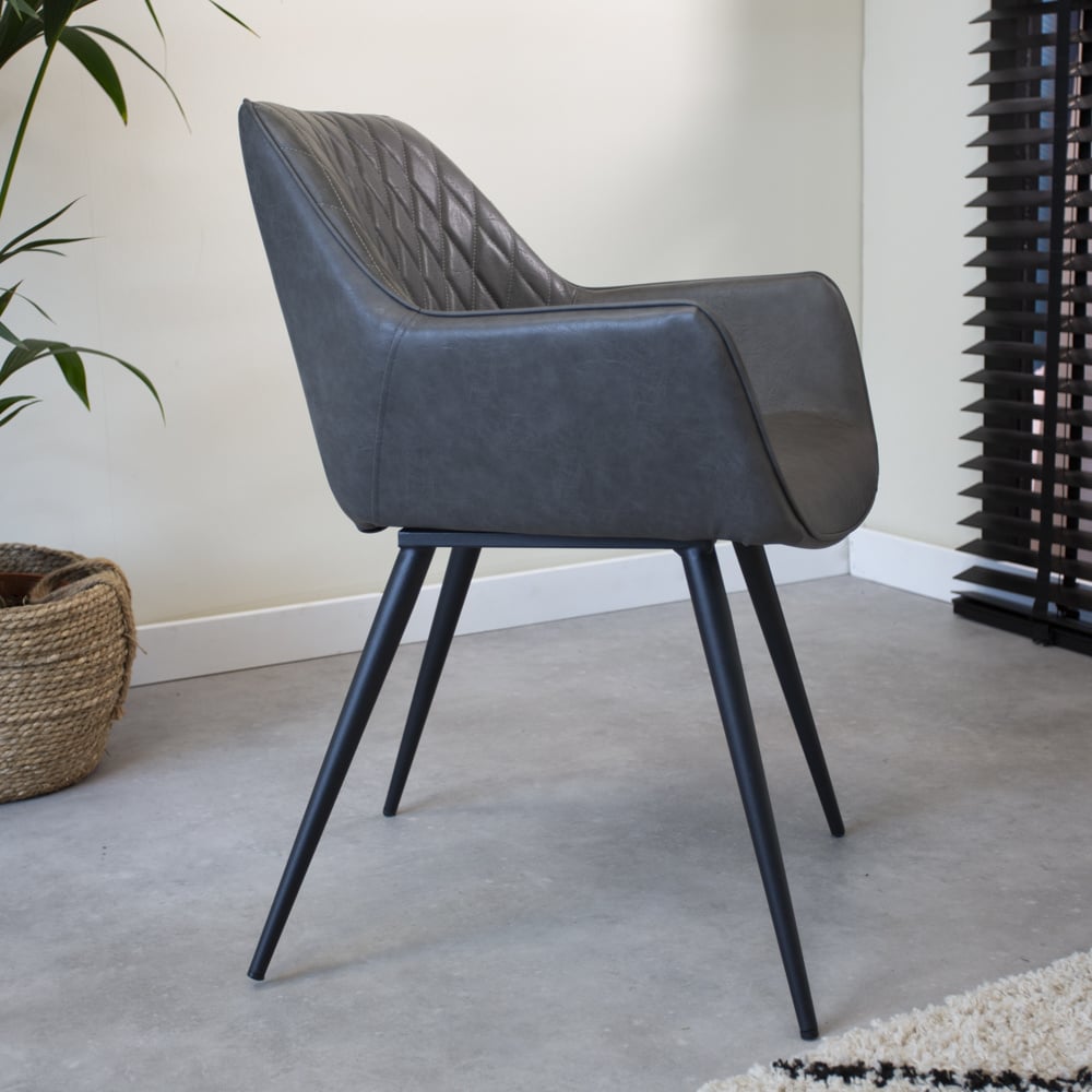 Sedia per sala da pranzo Cara Dimehouse Antracite LxPxH 78x65x57 Ecopelle Foto atmosferica vista laterale