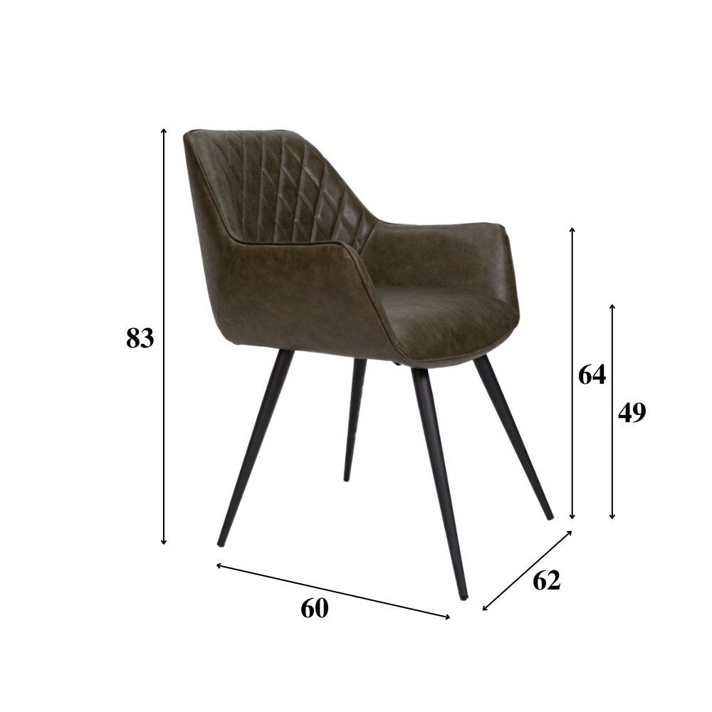 Sedia per sala da pranzo Cara Dimehouse Verde LxPxH 78x65x57 Ecopelle Indicazione dimensione foto bianca