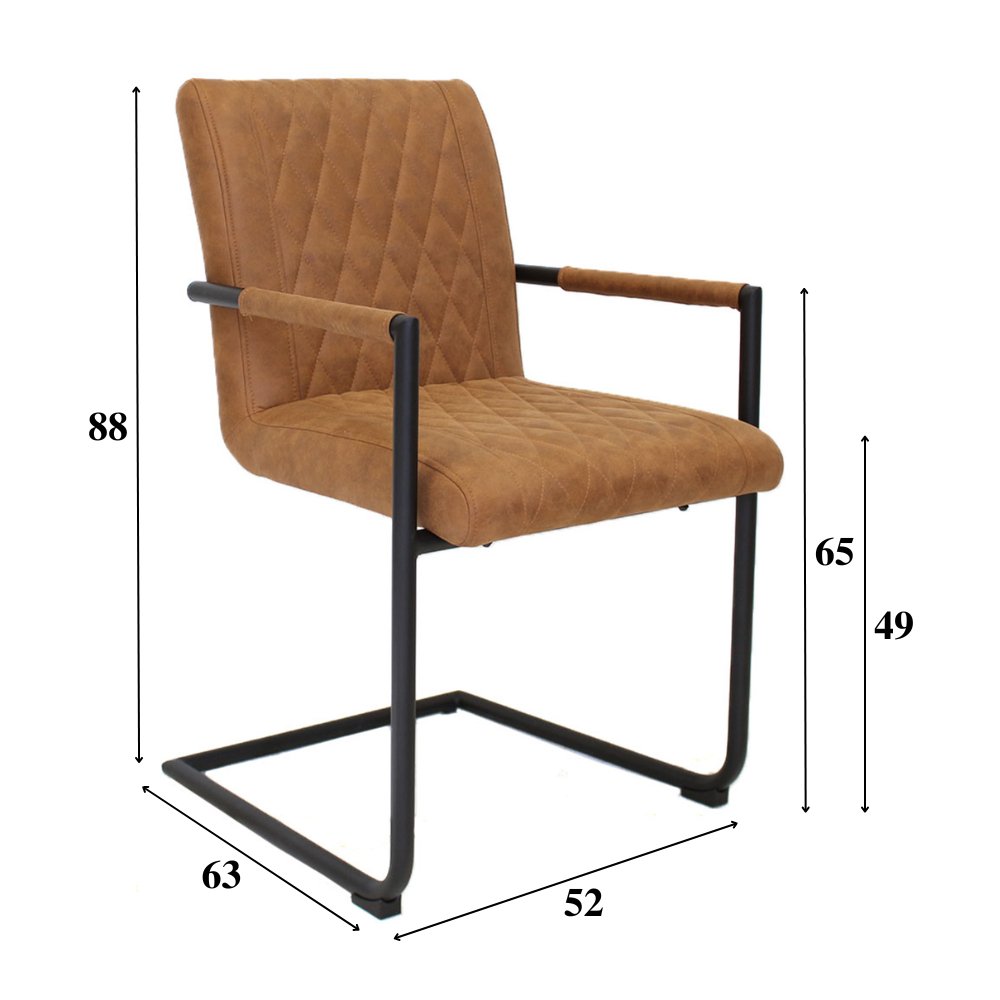 Sedia per sala da pranzo Dean Dimehouse Cognac LxPxH 70x58x57 Tessuto Bianco Indicazione dimensione foto