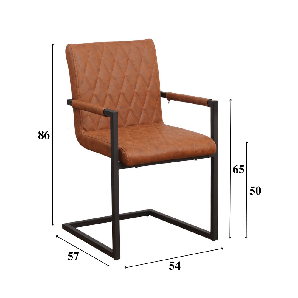 Sedia per sala da pranzo Ruben Dimehouse Cognac LxPxH 71x59x58 Ecopelle Indicazione misura foto bianca