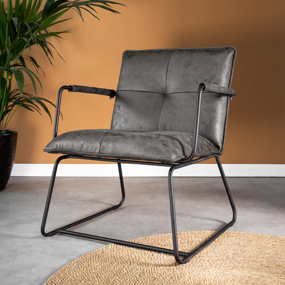 Poltroncina Hailey in ecopelle Dimehouse Antracite LxLxH 66x64x37 Ecopelle Foto atmosferica diagonale vista frontale