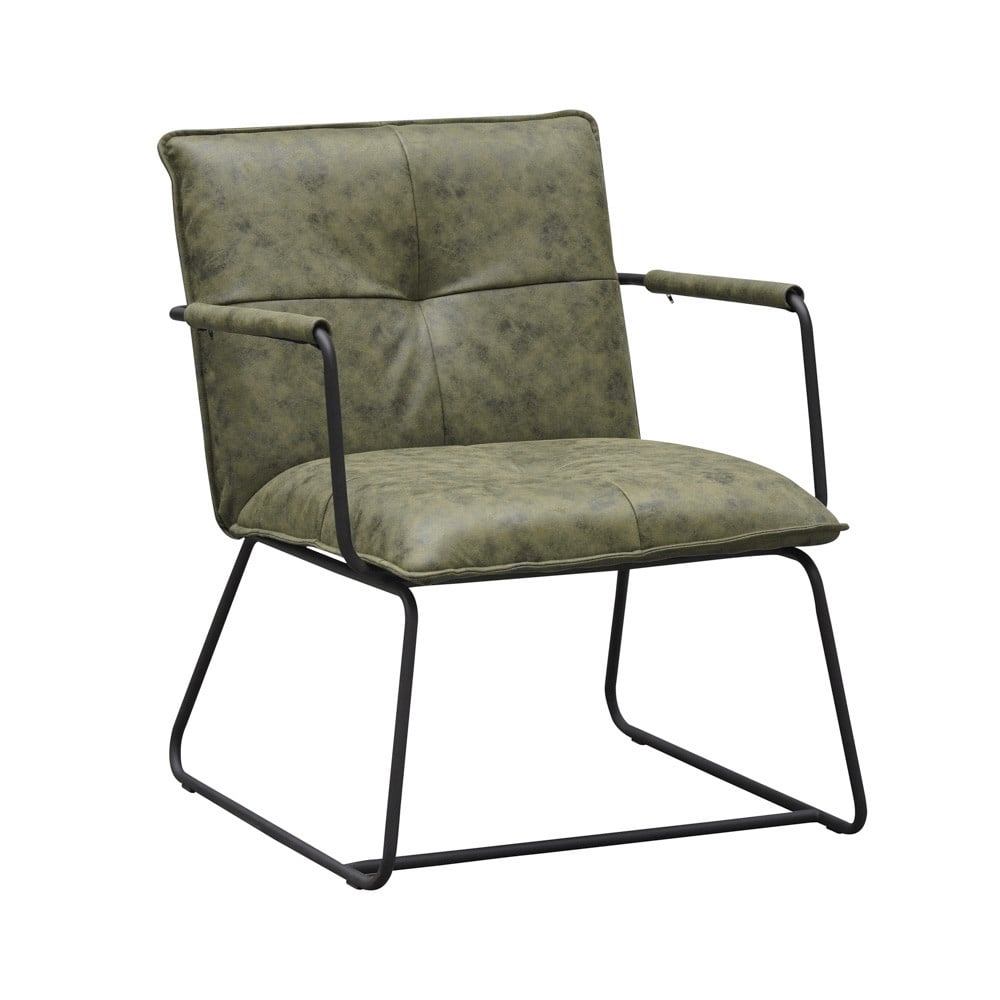 Poltroncina Hailey in ecopelle Dimehouse Verde LxPxH 66x64x37 Ecopelle Bianco foto diagonale vista frontale
