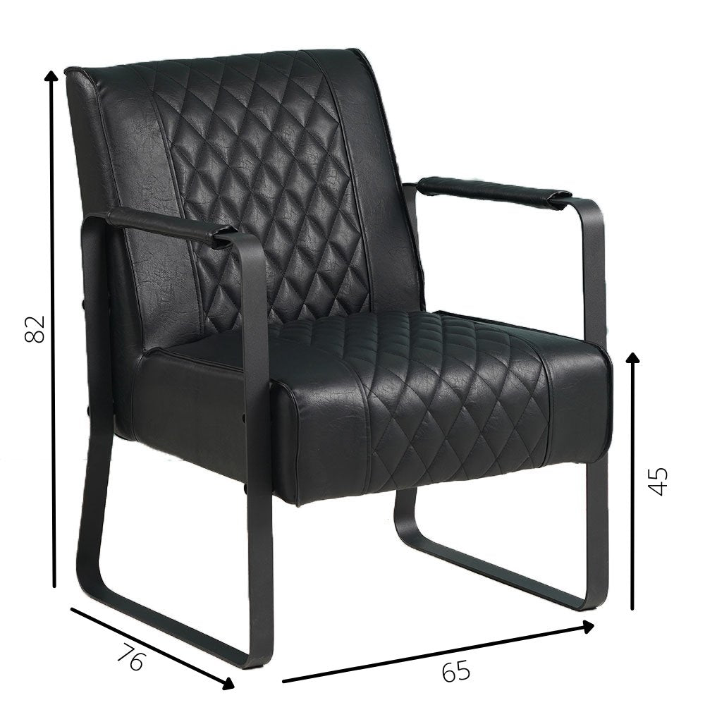 Poltrona Pietro Dimehouse Nero LxPxH 68x63x45 Ecopelle Indicazione dimensione foto bianca