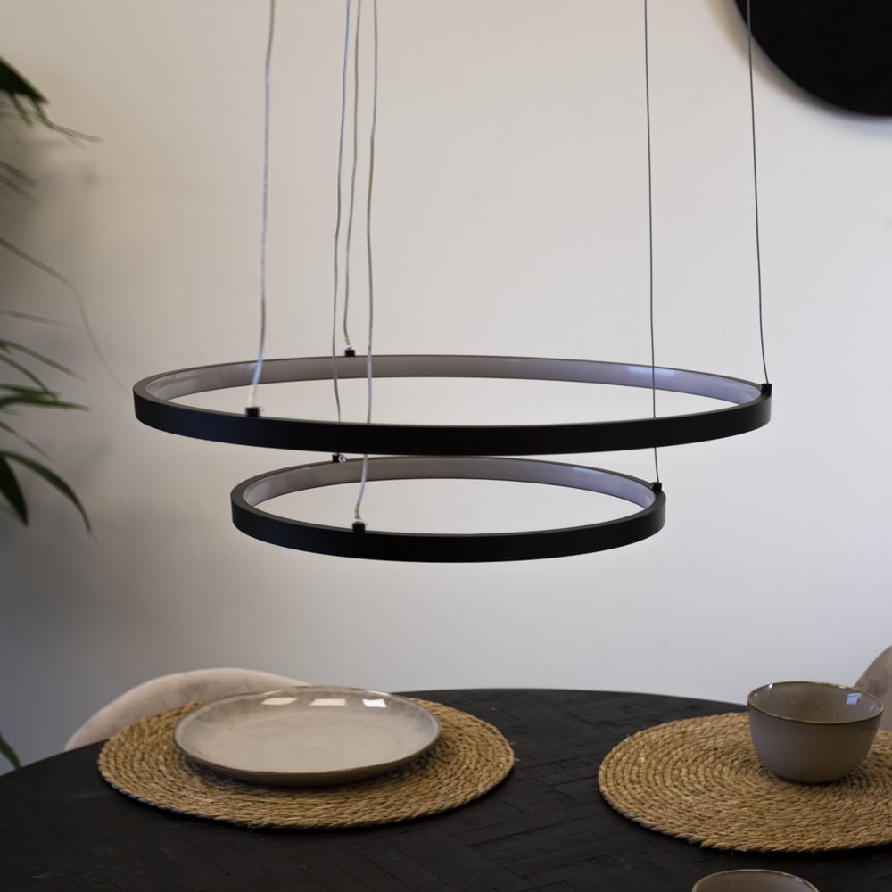 Lampada a sospensione Elaine Nera Dimehouse Nero LxPxH 56x56x12 Metallo Foto atmosferica vista frontale