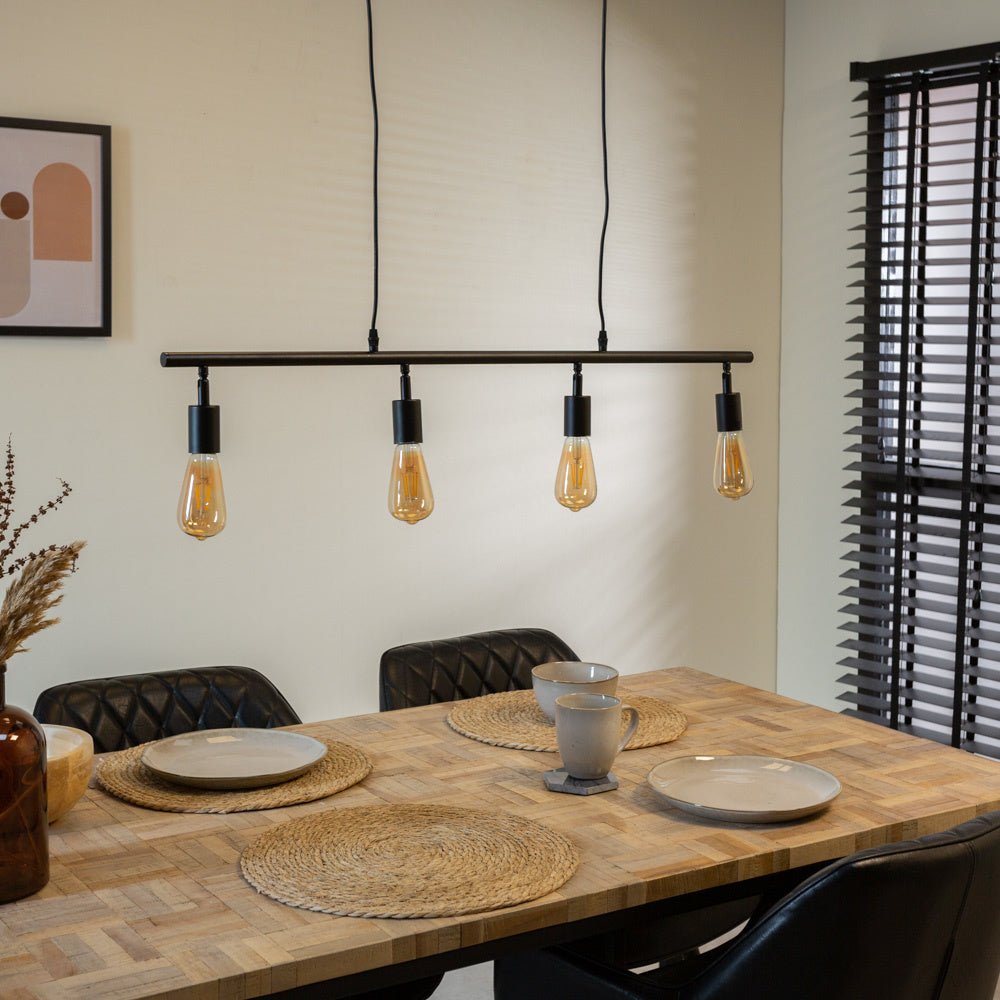 Lampada a sospensione Glenn Dimehouse Nero LxPxA 103x14x7 Metallo Foto atmosferica vista frontale diagonale