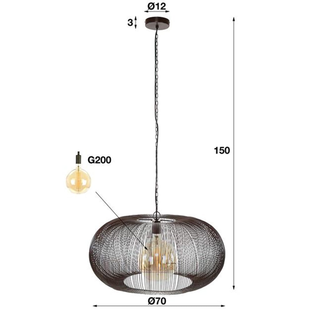 Lampada a sospensione Jill DH Interior Nero LxLxH 75x75x40 Nickel Bianco Indicazione dimensione foto
