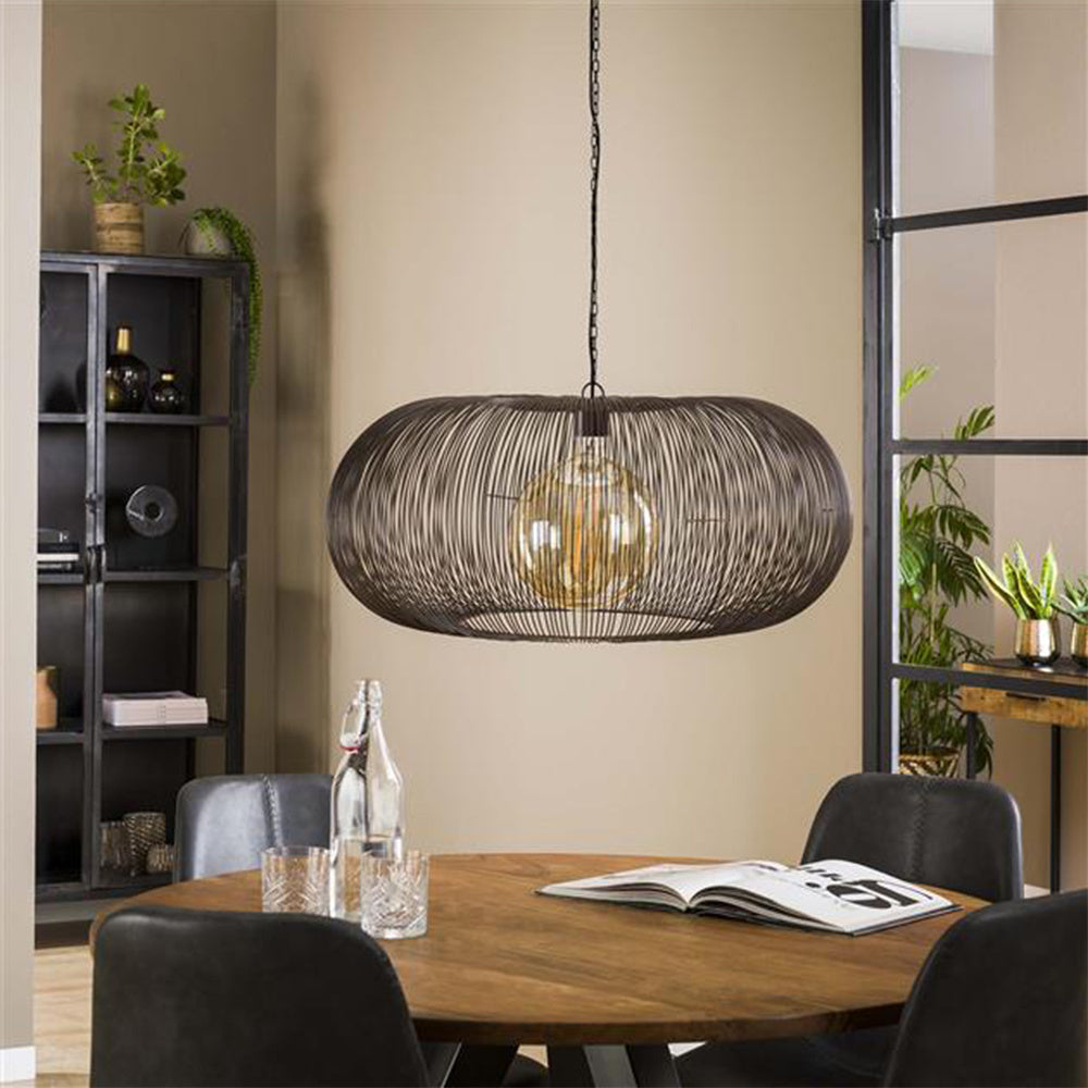 Lampada a sospensione Jill DH Interior Nero LxLxH 75x75x40 Nichel Foto atmosferica vista frontale diagonale