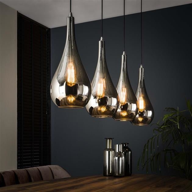 Lampada a sospensione Mex DH Interni Cromato LxLxH 124x61x32 Vetro Foto atmosferica vista frontale diagonale