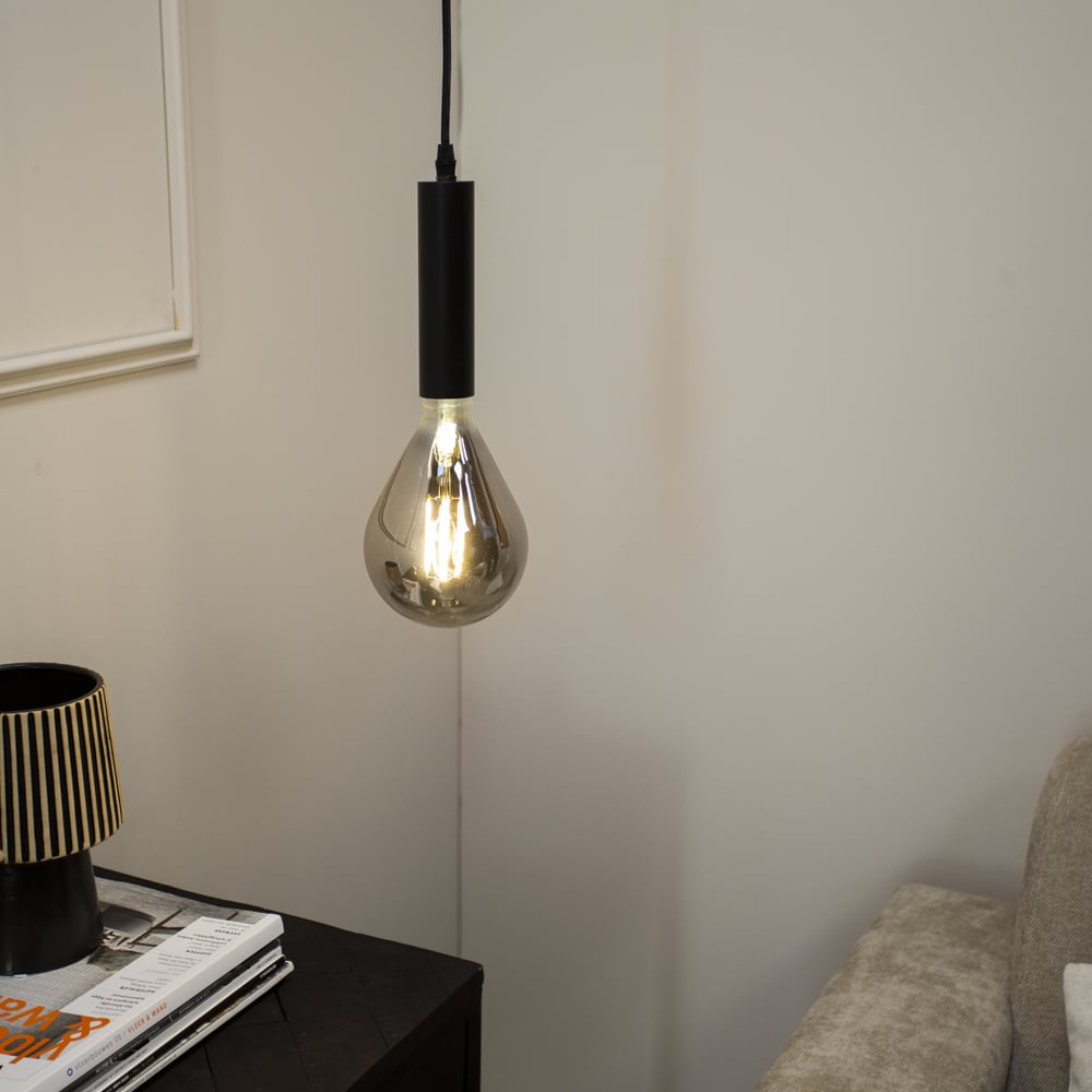 Lampada a sospensione Miles Smokey Dimehouse Antracite LxPxH 29x22x22 Vetro Foto atmosferica vista frontale