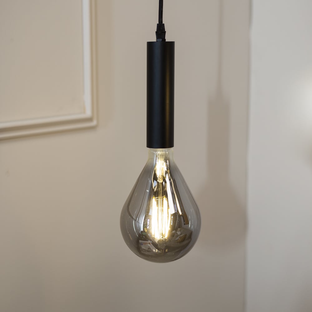 Lampada a sospensione Miles Smokey Dimehouse Antracite LxPxH 29x22x22 Vetro Foto atmosferica vista frontale