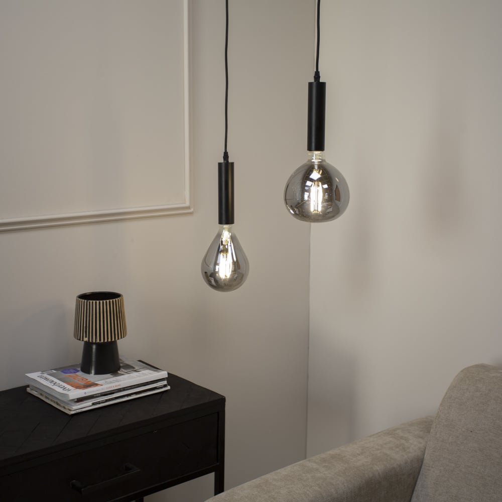 Lampada a sospensione Miles Smokey Dimehouse Antracite LxPxH 29x22x22 Vetro Foto atmosferica in situazione