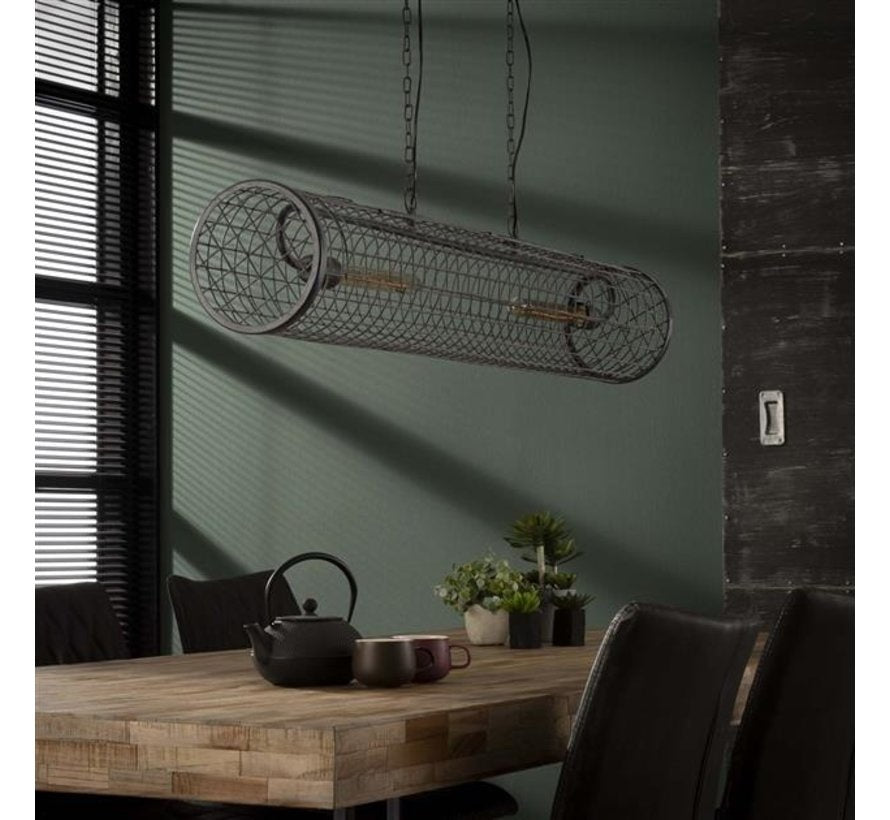 Lampada a sospensione Roan DH Interior Grey LxWxH 121x30x23 Grigio ardesia Foto atmosferica vista frontale diagonale