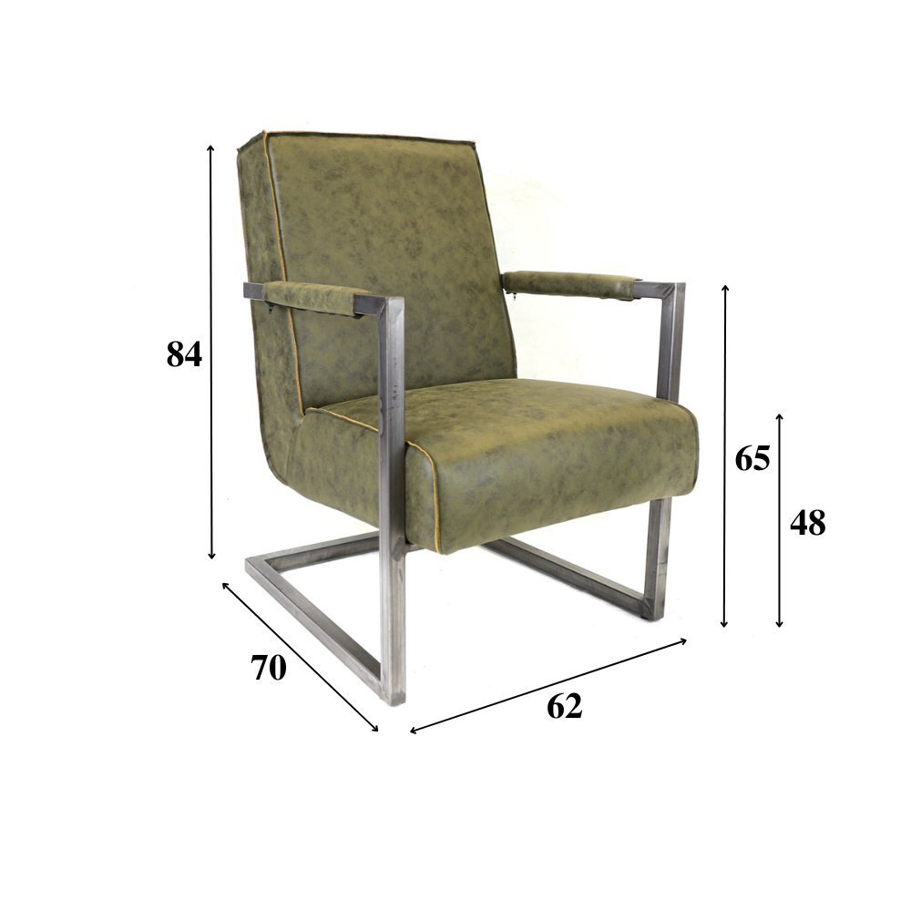 Poltrona Tigre Dimehouse Verde LxLxH 69x58x41 Ecopelle Bianco Indicazione misura foto