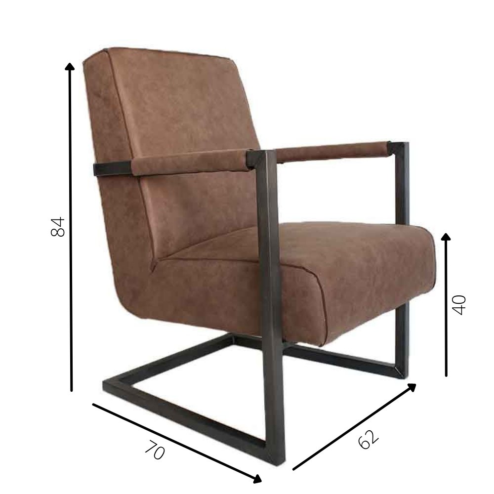 Poltrona Tigre Dimehouse Tortora LxLxH 69x58x49 Ecopelle Bianco Indicazione misura foto