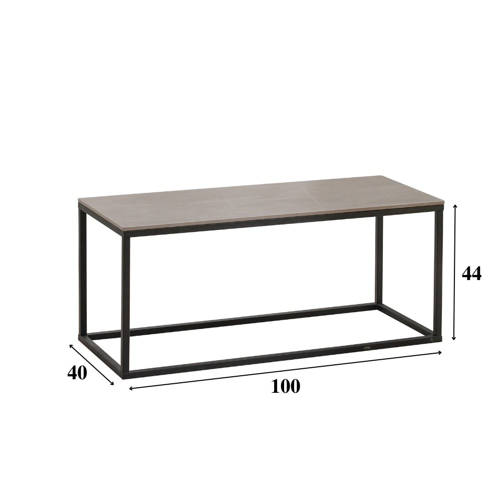 Salontafels - Salontafel Fien Grijs Marmerlook Rechthoekig 100x40 cm - Dimehouse