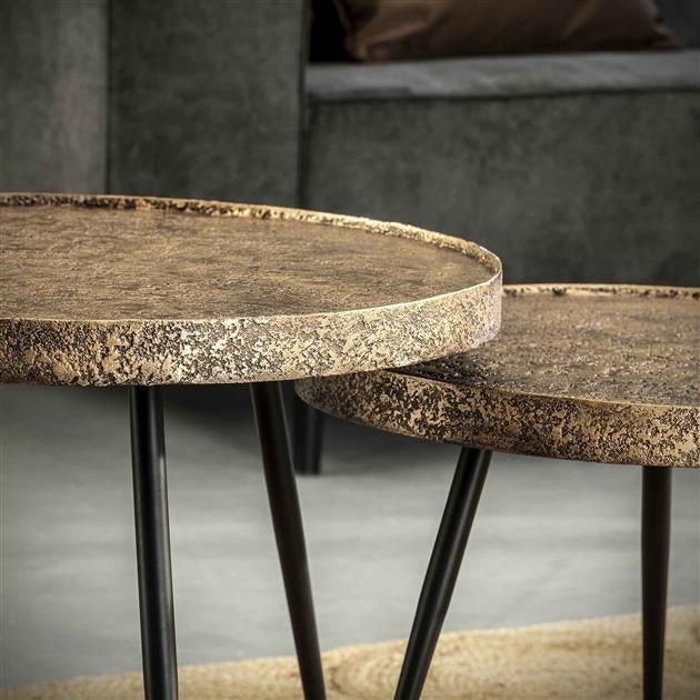 Tavolino Aron DH Interior Bronzo LxLxH 80x80x13 Bronzo Foto atmosferica vista frontale diagonale