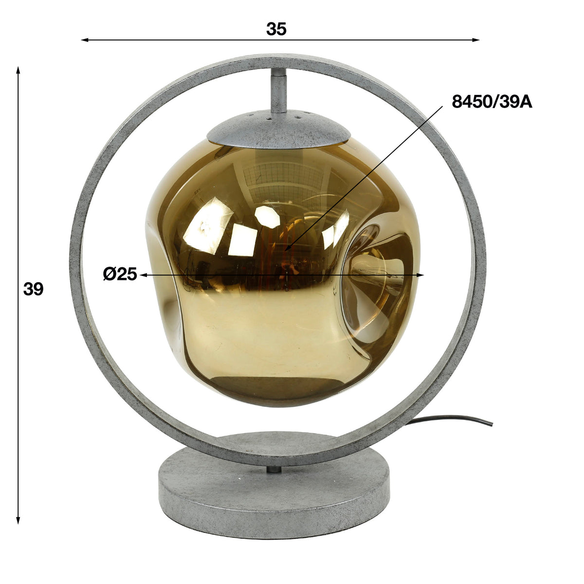 Lampada da tavolo Ada DH Interior Silver LxLxH 45x41x32 Silver Bianco Indicazione dimensione foto