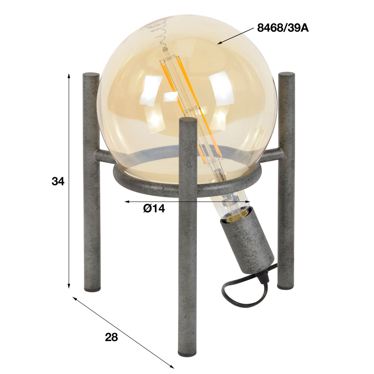 Lampada da tavolo Willow DH Interior Argento LxLxH 28x26x26 Argento Bianco Indicazione dimensione foto