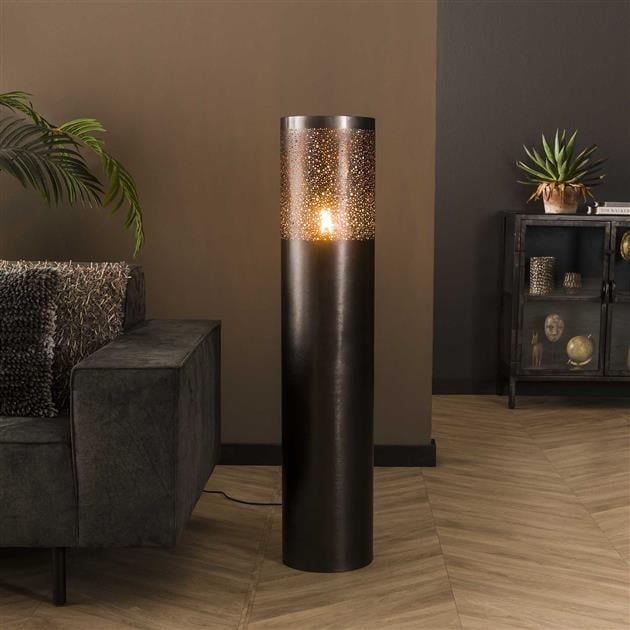 Lampada da terra Eleanor Black Nickel DH Interno Nero LxPxH 121x26x26 Nickel Foto atmosferica vista frontale diagonale