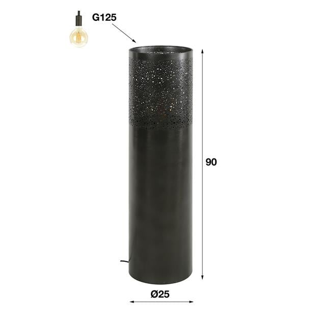 Lampada da terra Eleanor Black Nickel DH Interno Nero LxLxH 96x30x30 Nickel Bianco Indicazione dimensione foto