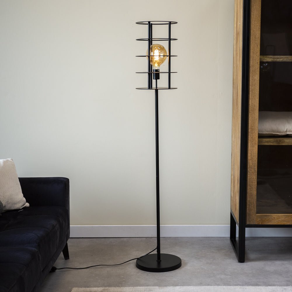 Lampada da terra Maya Dimehouse Nero LxPxA 51x36x33 Metallo Foto atmosferica vista frontale